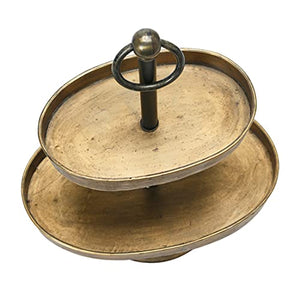 Two Tier Tray, Antique Brass