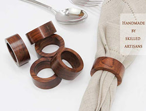 COTTON CRAFT Wood Napkin Rings - Set of 12 - Handmade Dining Table Napkin Holder - Classic Everyday Harvest Autumn Fall Thanksgiving Holiday Christmas Festive Party Gift Farmhouse Décor -Dark Natural
