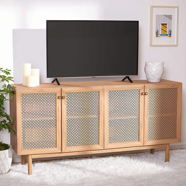 Oak and Gold TV Stand Credenza
