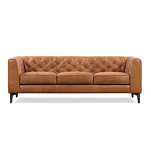 Tufted Leather Couch – Tan