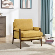 Load image into Gallery viewer, Mid-Century Modern Velvet Accent Armchair, Yellow
