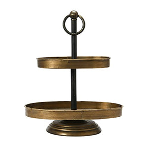 Two Tier Tray, Antique Brass