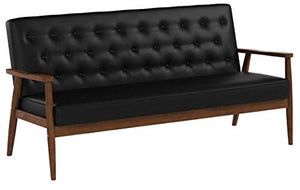 Mid-Century Retro Modern Faux Leather Sofa