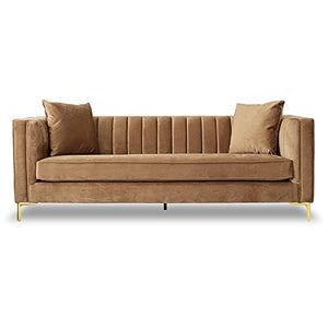 Mid-Century Modern Tight Back Velvet Sofa