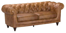 Load image into Gallery viewer, Chesterfield Tufted Leather Sofa Couch - Cognac