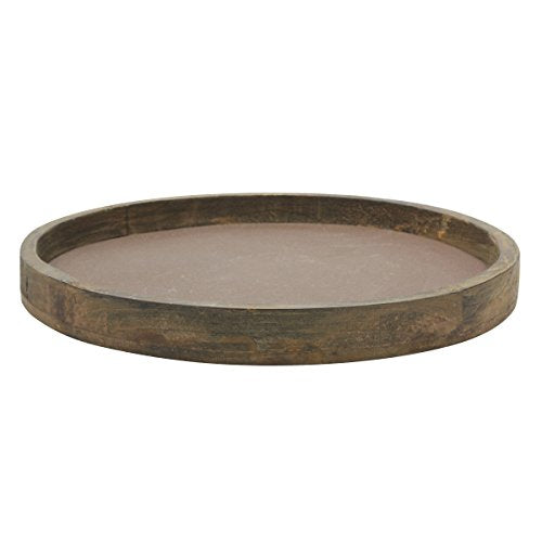 Rustic Natural Wood and Metal Candle Holder Tray