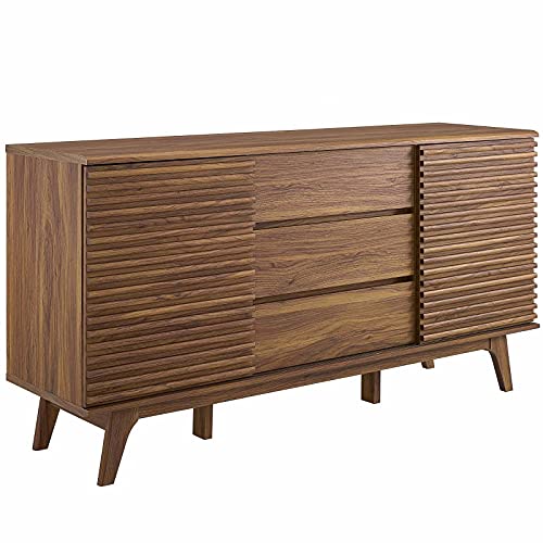 Mid-Century Modern Sideboard Buffet Table or TV Stand in Walnut