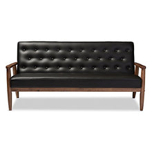 Load image into Gallery viewer, Mid-Century Retro Modern Faux Leather Sofa