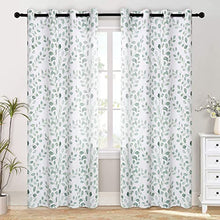 Load image into Gallery viewer, Green-Gray Leaf Design Curtains