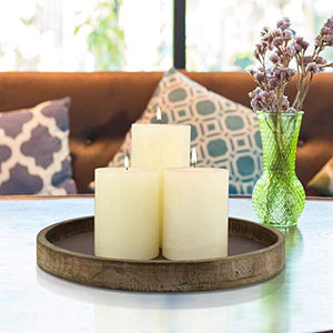 Rustic Natural Wood and Metal Candle Holder Tray