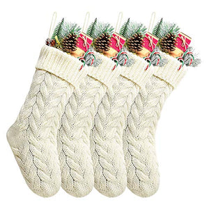 White Knit Christmas Stockings