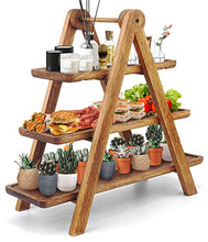 Load image into Gallery viewer, Wood 3 Tier Serving Tray