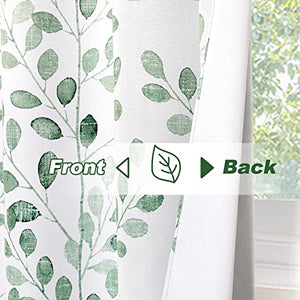 Green-Gray Leaf Design Curtains