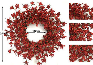 Red Burgundy Forsythia Door Wreath