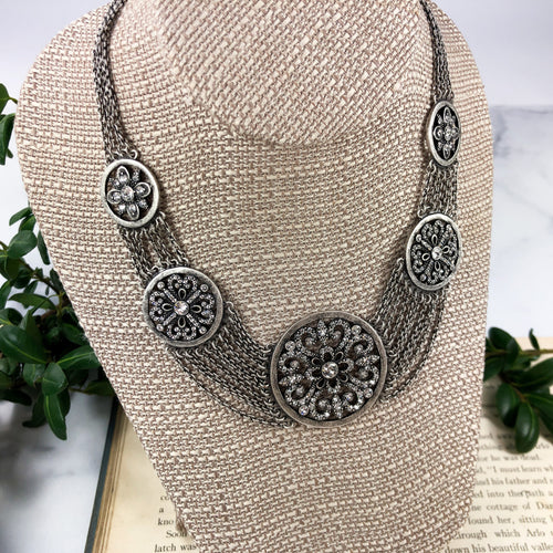 Chain Bib Necklace - Swarovski Gemstone Crystal Jewelry