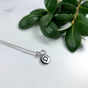 Dainty Initial Necklace - Silver Plated with White Crystal