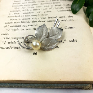 Silver Leaf Brooch - Womans Lapel Pin Fashion Jewelry